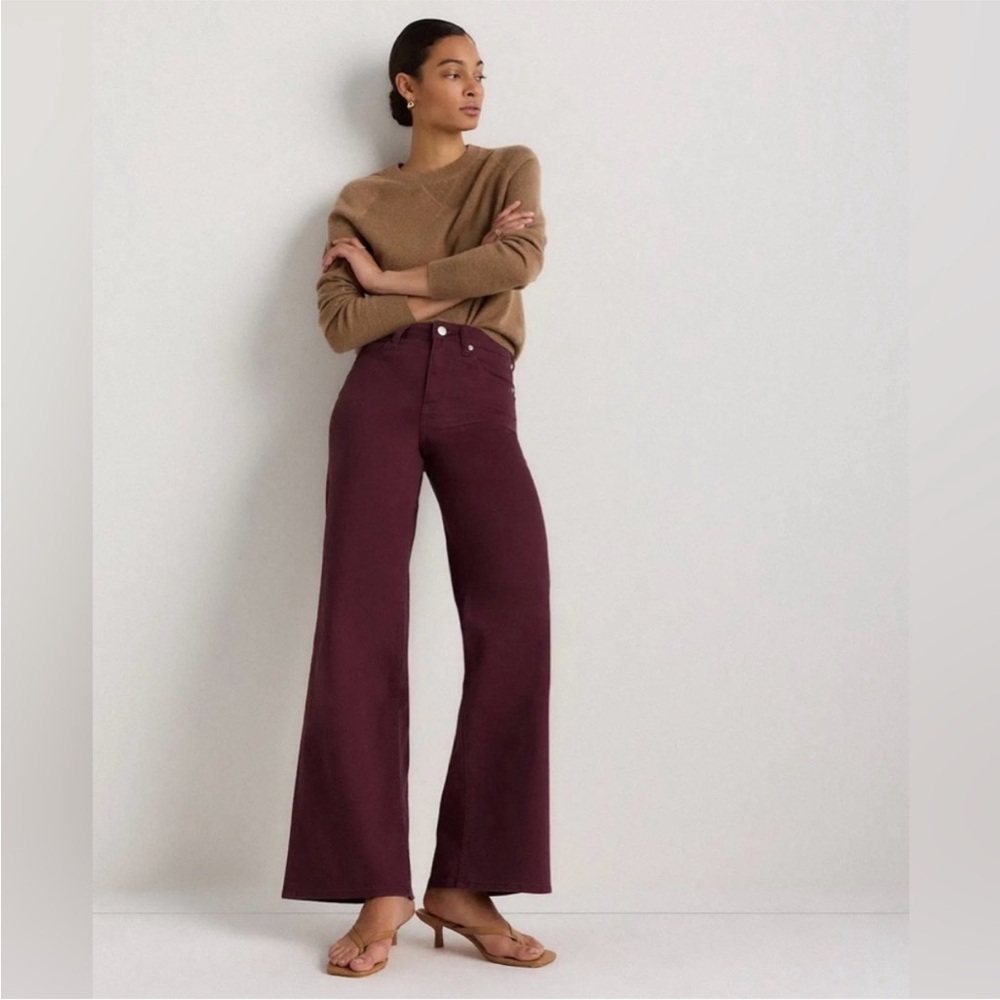 QUINCE Bella Wide Leg Stretch Jeans 28” Inseam in Wine Tasting - Picture 1 of 9